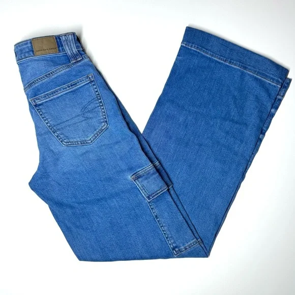 American Eagle Women's Dreamy Drape Super High Rise Baggy Wide Leg Jeans Size-24